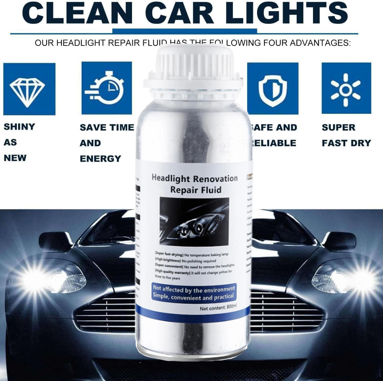 Car Headlight Restoration Kit – Chemical Polish 800 ml