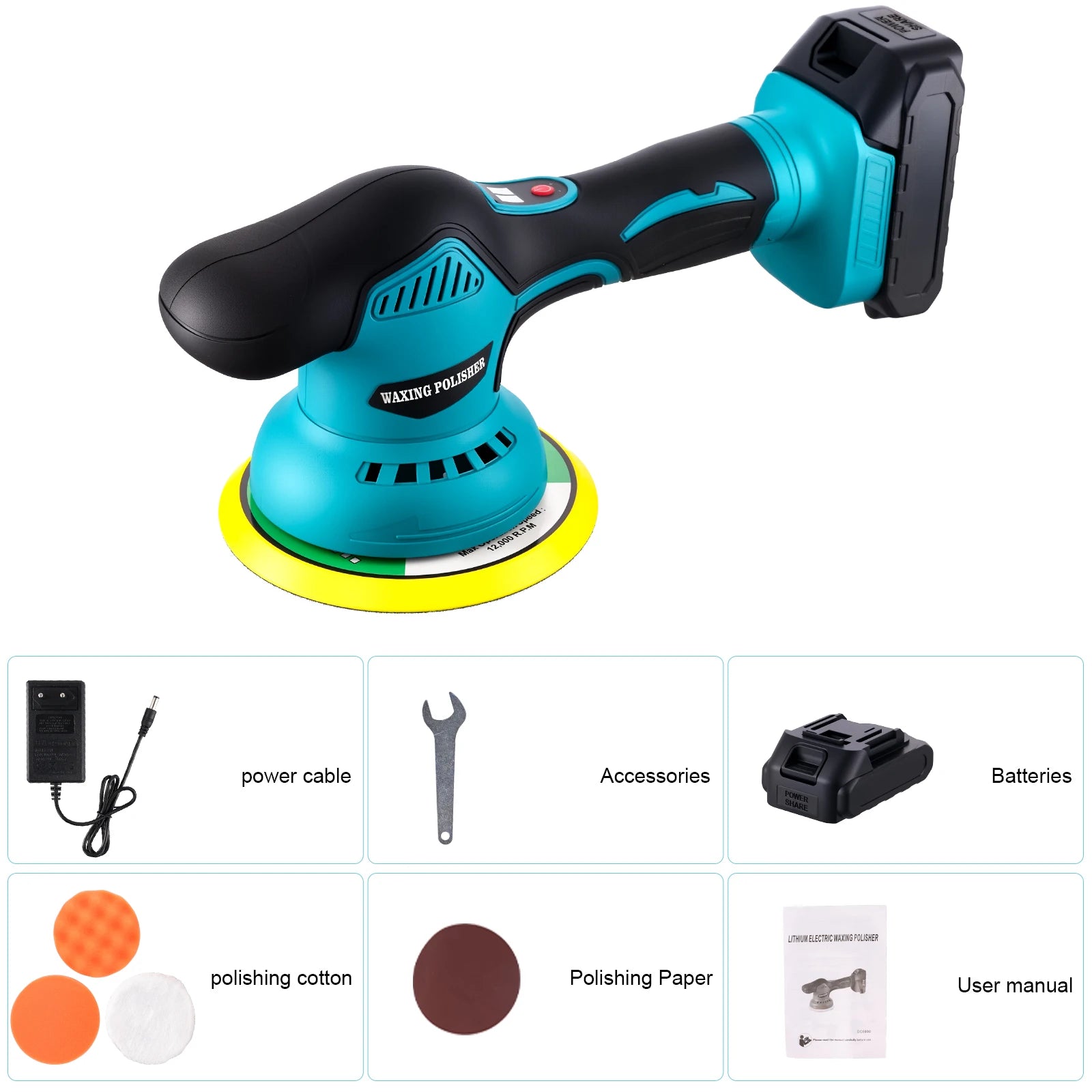 Cordless Car Polisher 8-Speed Electric Waxing Tool